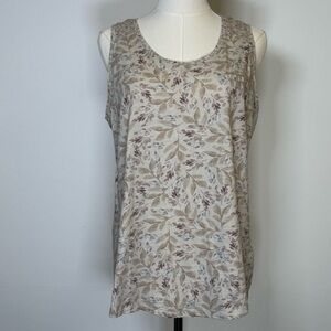Kuhl Leaf Pattern Beige Tank Top
